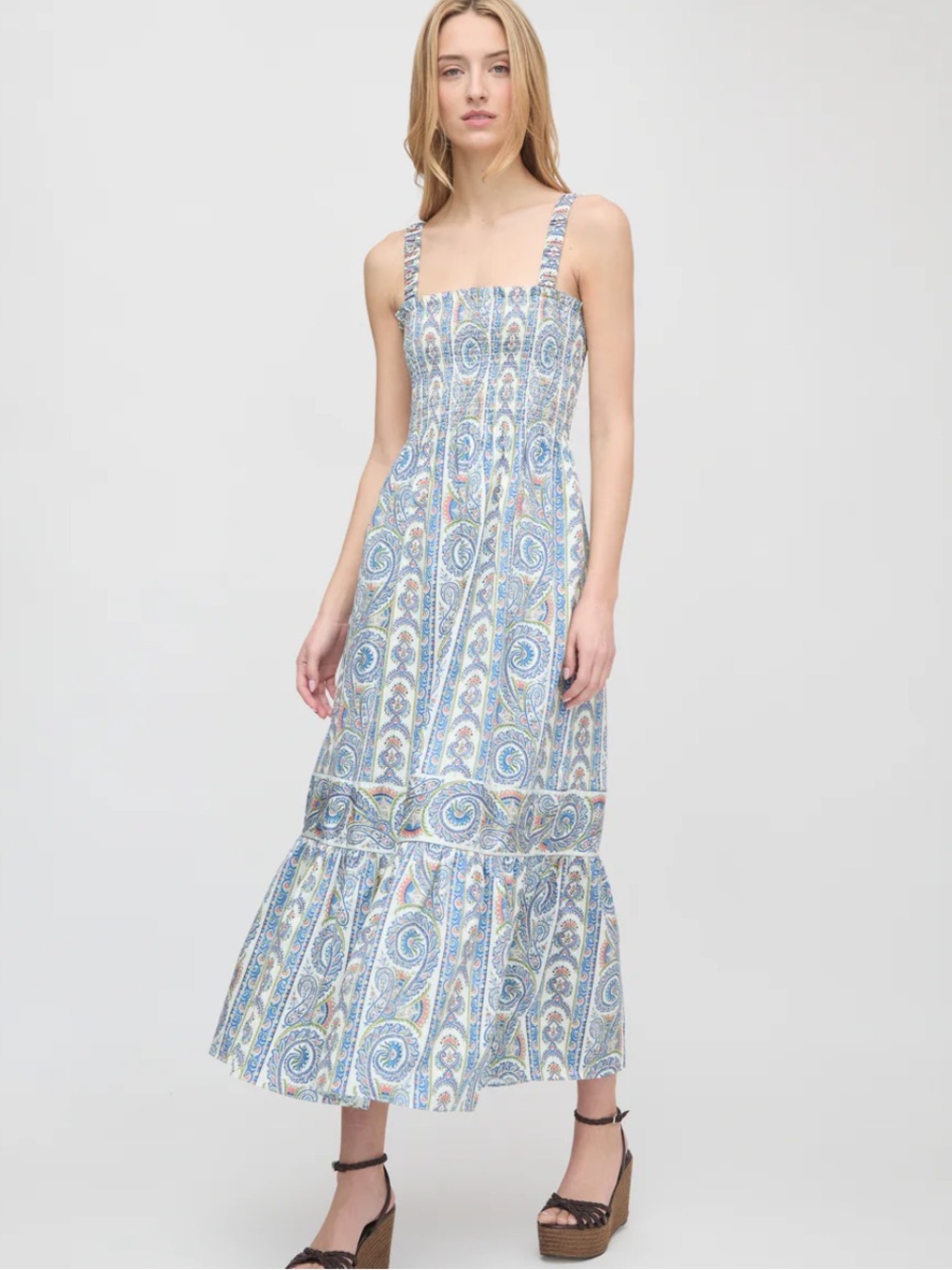 NWT Hill House Home The Anjuli Nap Dress - Blue Corsica Paisley Size M